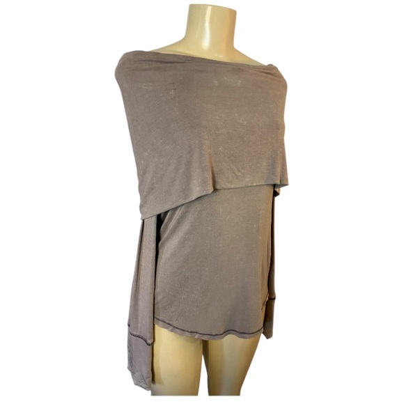 We The Free Foldover Edge Off The Shoulder Faded Mauve Blouse Size Large - Picture 3 of 8